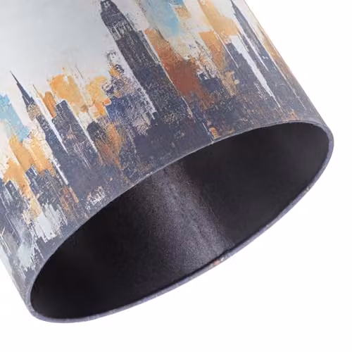 Happy Homewares Grunge Style City Scape Cotton Fabric Lamp Shade in Black, Orange and Blue, W/D/H: 20 x 20 x 30 cm – 3