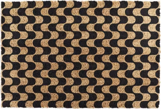 Artsy Mats Wavey Lines Doormat in Brown and Multicolour with Coir and Natural Rubber Non-Slip Weatherproof Design