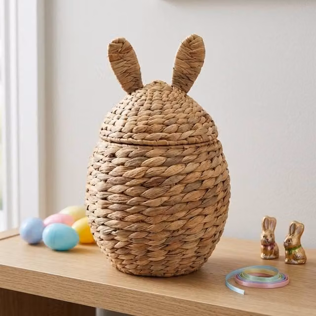 Garden Greatness Bunny Ears Seagrass Storage Basket in Multicolour and Brown
