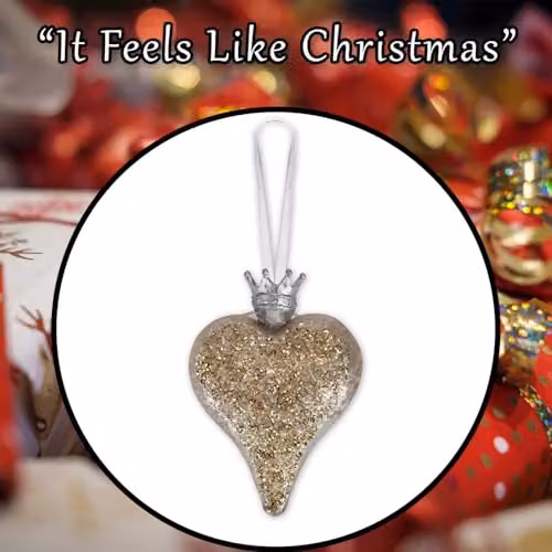 VFM e-Store Christmas Hanging Heart Pendant Decoration in White and Gold – 6
