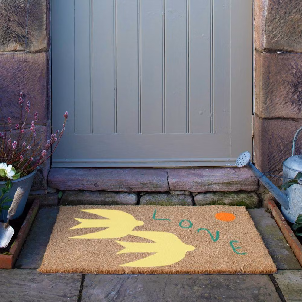 Artsy Mats Elizabeth Olwen Swan Love Coir Doormat, Brown, W: 90 cm, D: 60 cm – 2