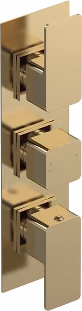 Balterley Concealed Triple Thermostatic Shower Valve with Diverter, Square Lever and Knob Handles, Brushed Brass, H x W x D: 30.0 x 13.5 x 8.0 cm