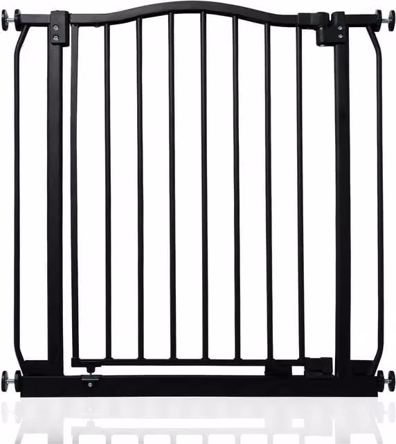 Safetots Curved Top Safety Gate in Matt Black, Extendable and No-Drill Design for Doors and Stairs