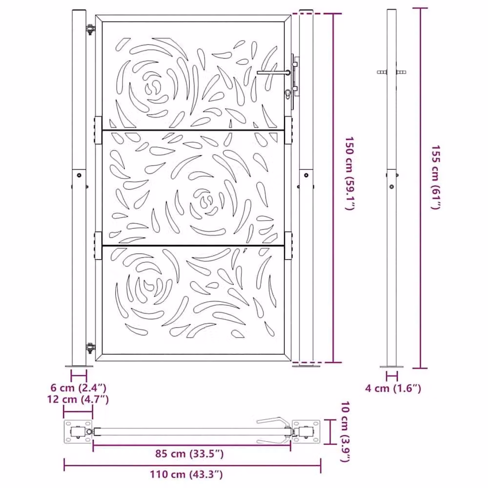 Berkfield Home Black Steel Garden Gate – 7