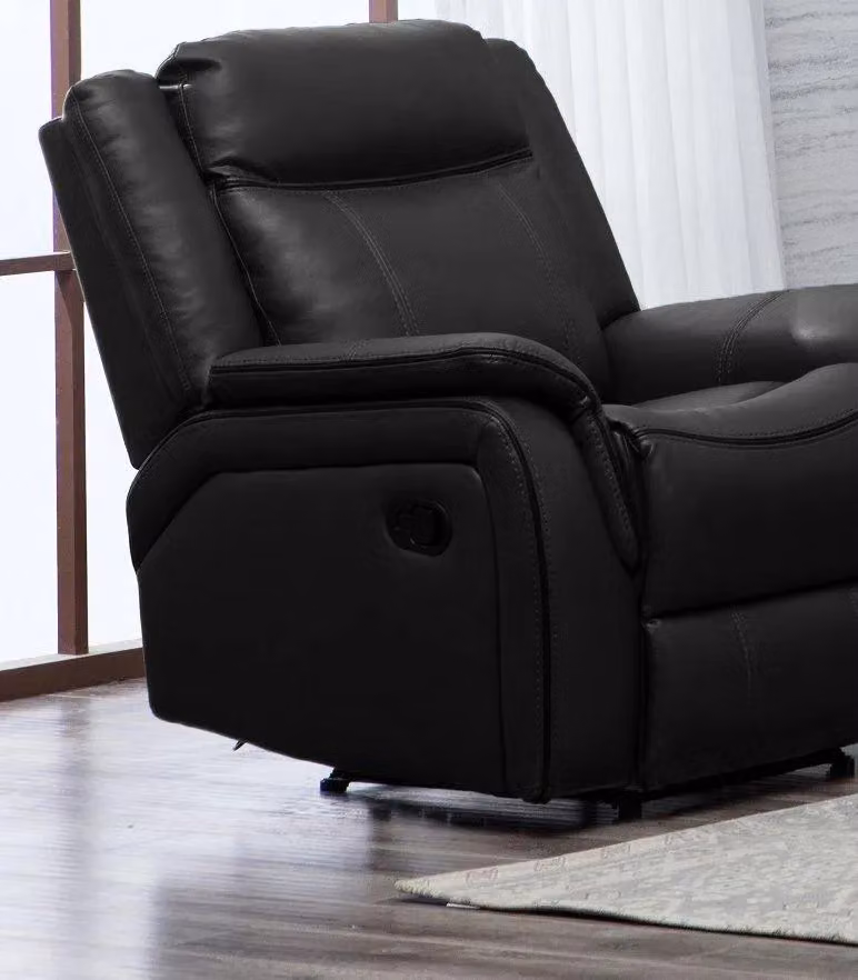 Furnishings For Less UK New Hampshire 3 Piece Sofa Suite with 2 Reclining Armchairs in Black Leatherair Synthetic Leather – 2