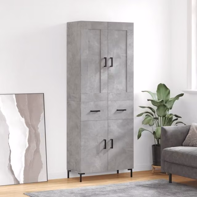 Berkfield Home Industrial Highboard in Concrete Grey, W/D/H: 69.5 x 34 x 180 cm – 1
