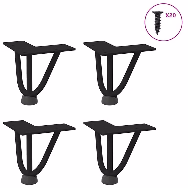 Berkfield Home Black Solid Steel Hairpin Table Legs, 4 Pieces, Height: 10 cm