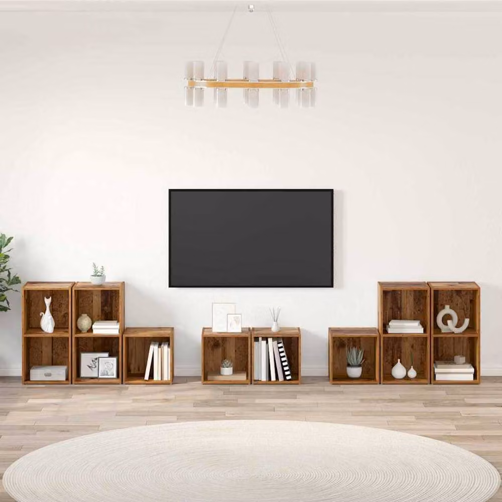 Berkfield Home 8-Piece TV Cabinet Set with Shelving and Storage in Brown Old Wood Engineered Wood – 2