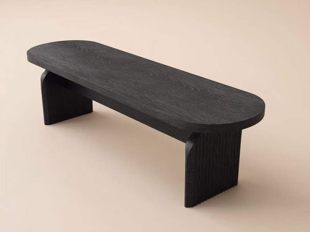 Solace+Co Varm Black Oval Wood Dining Table and Bench Set – 4