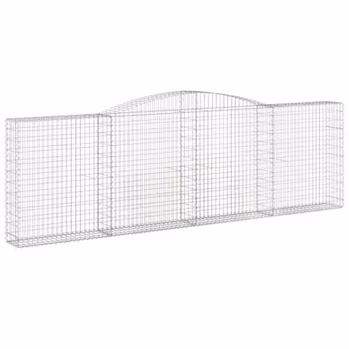 vidaXL 9-Piece Arched Gabion Baskets in Silver Galvanised Steel, W: 400 cm, D: 30 cm, H: 120/140 cm – 1