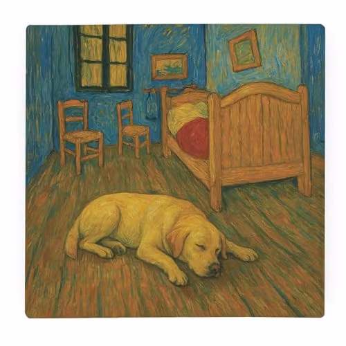 Purely Home Van Gogh Labrador Glass Worktop Protector, Multicolour, W: 30 cm x D: 30 cm