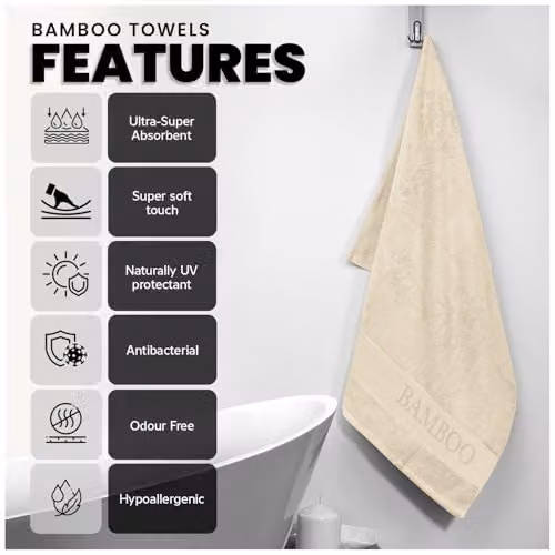 Gaveno Cavailia 2 Pack Bamboo and Cotton Bath Sheets, Beige, W/D/H: 80 x 140 cm – 2