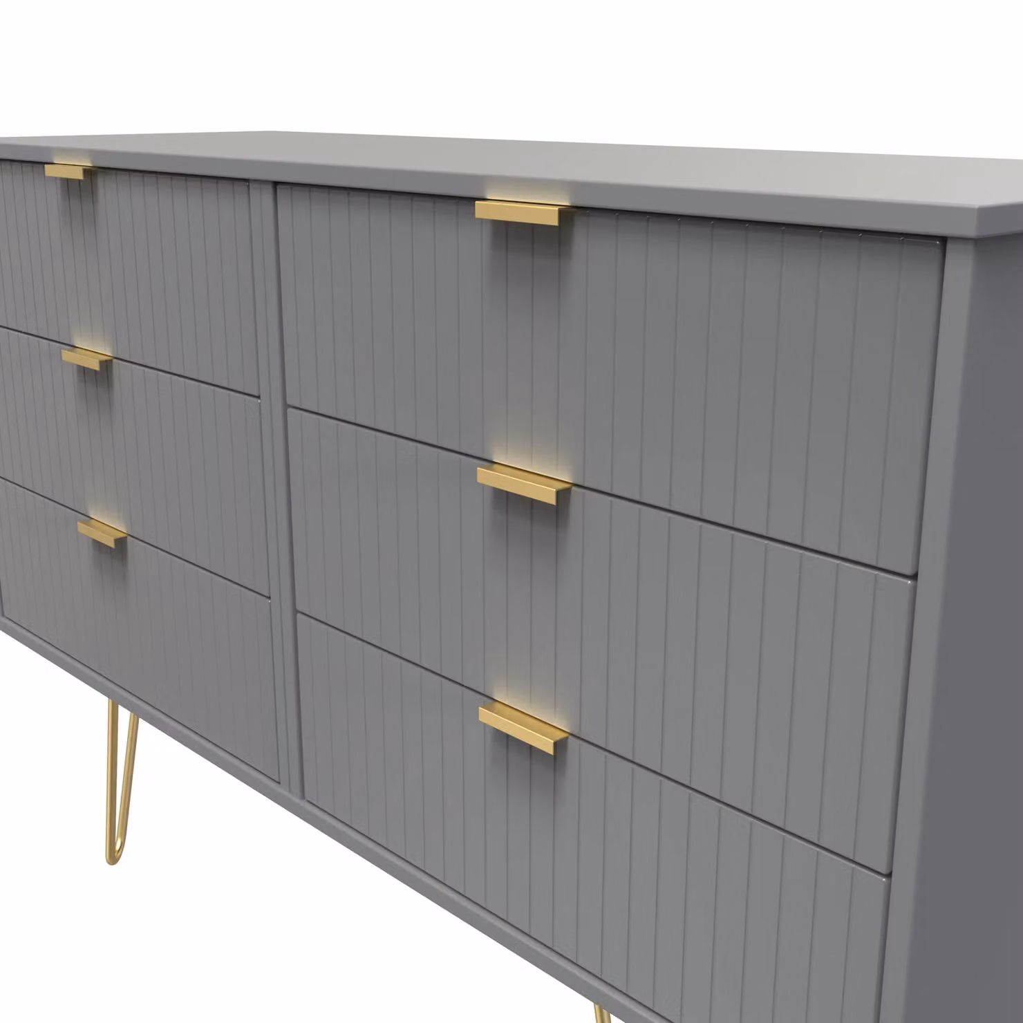 2 U Bexley 6 Drawer Chest in Dark Grey with Gold Accents, Ready Assembled – 3