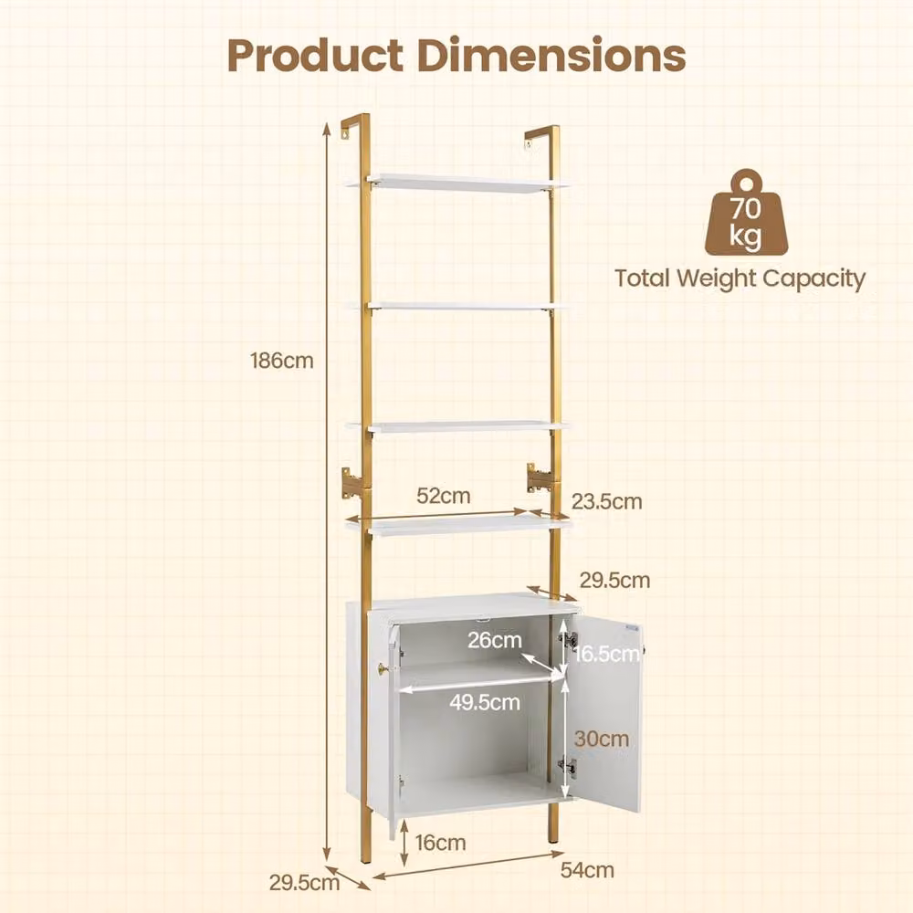 NESTLUNE White 7-Tier Metal Wall-Mounted Storage Rack, W: 100 cm, D: 15 cm, H: 186 cm – 2