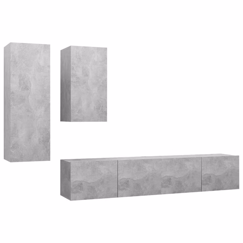 Berkfield Home Modern 4 Piece TV Cabinet Set in Concrete Grey Engineered Wood – 2
