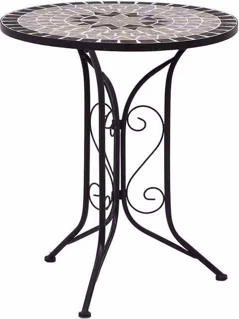 Berkfield Home Mosaic Bistro Table in Grey Ceramic and Metal, Diameter: 61 cm – 1