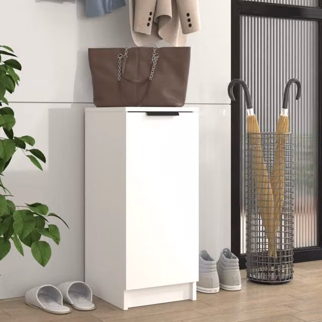 Berkfield Home White Wall Mounted Shoe Cabinet with Hinged Doors, W/D/H: 30 x 35 x 70 cm – 1