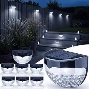 Globrite Pack of 8 Solar Outdoor Garden Lights in White with Cool White LED and Dusk to Dawn Sensor – 1