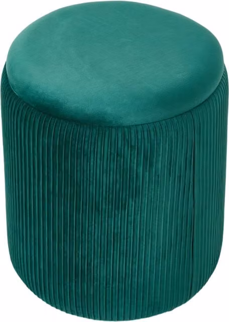 Livingandhome Modern Cylindrical Velvet Upholstered Storage Ottoman in Green