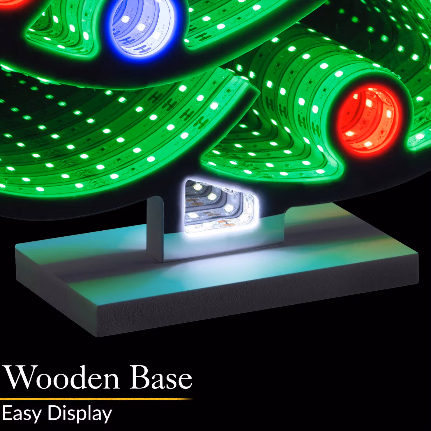 Christow Christmas Infinity Light LED Multicolour Indoor Tabletop Decoration with Wooden Base, Height: 40 cm – 3