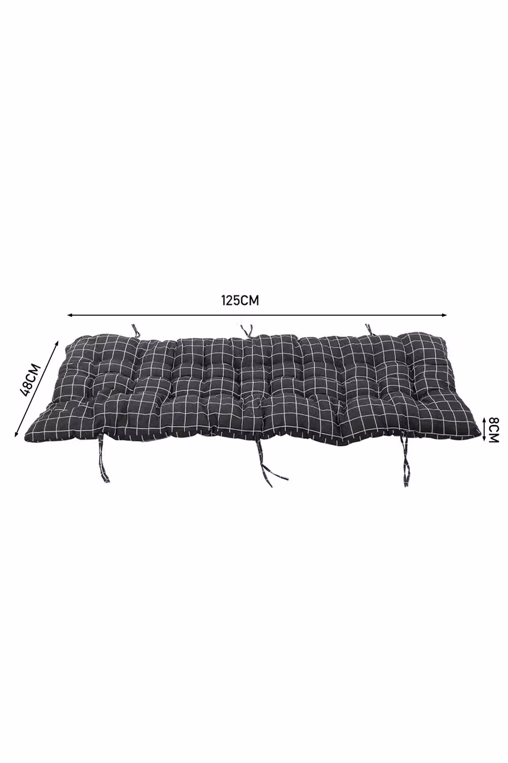Living and Home Black Plaid Print Button Tufted Beach Chair Seat Cushion, W: 48 cm, L: 125 cm – 3