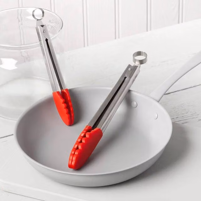 Zeal Red Silicone and Stainless Steel Non-Scratch Kitchen Tongs, Set of 2 – 1