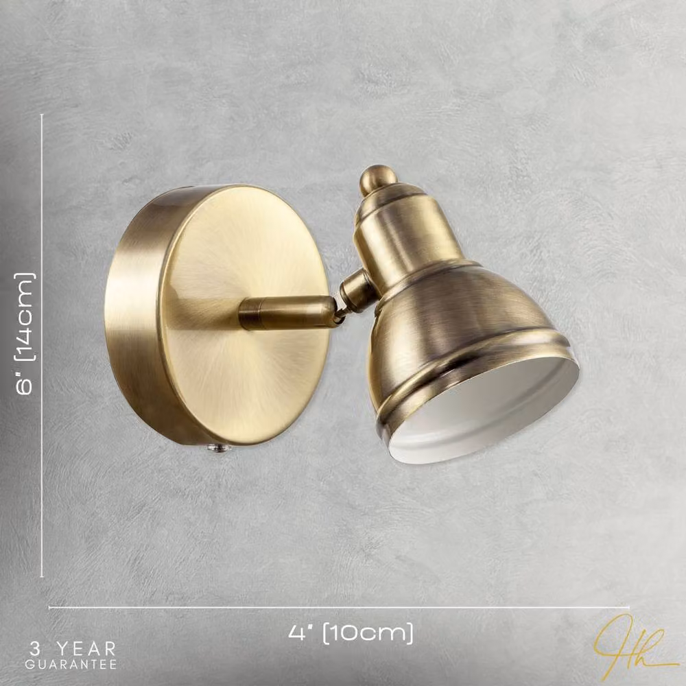 Happy Homewares Modern Rechargeable Dimmable Compact LED Spot Wall Light Fitting in Gold/Brass – 4