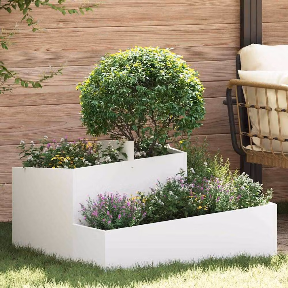 Berkfield Home Modern Rectangular Planter in White, W/D/H: 80 x 80 x 50 cm – 2