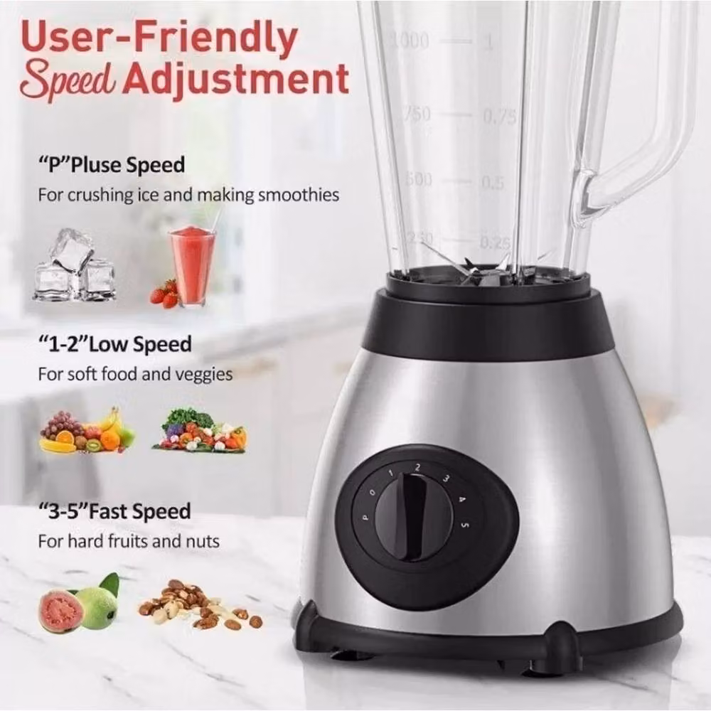 SPETLEK 2 in 1 Juicer Blender, Fruit Grinder and Smoothie Maker in Silver Stainless Steel – 5