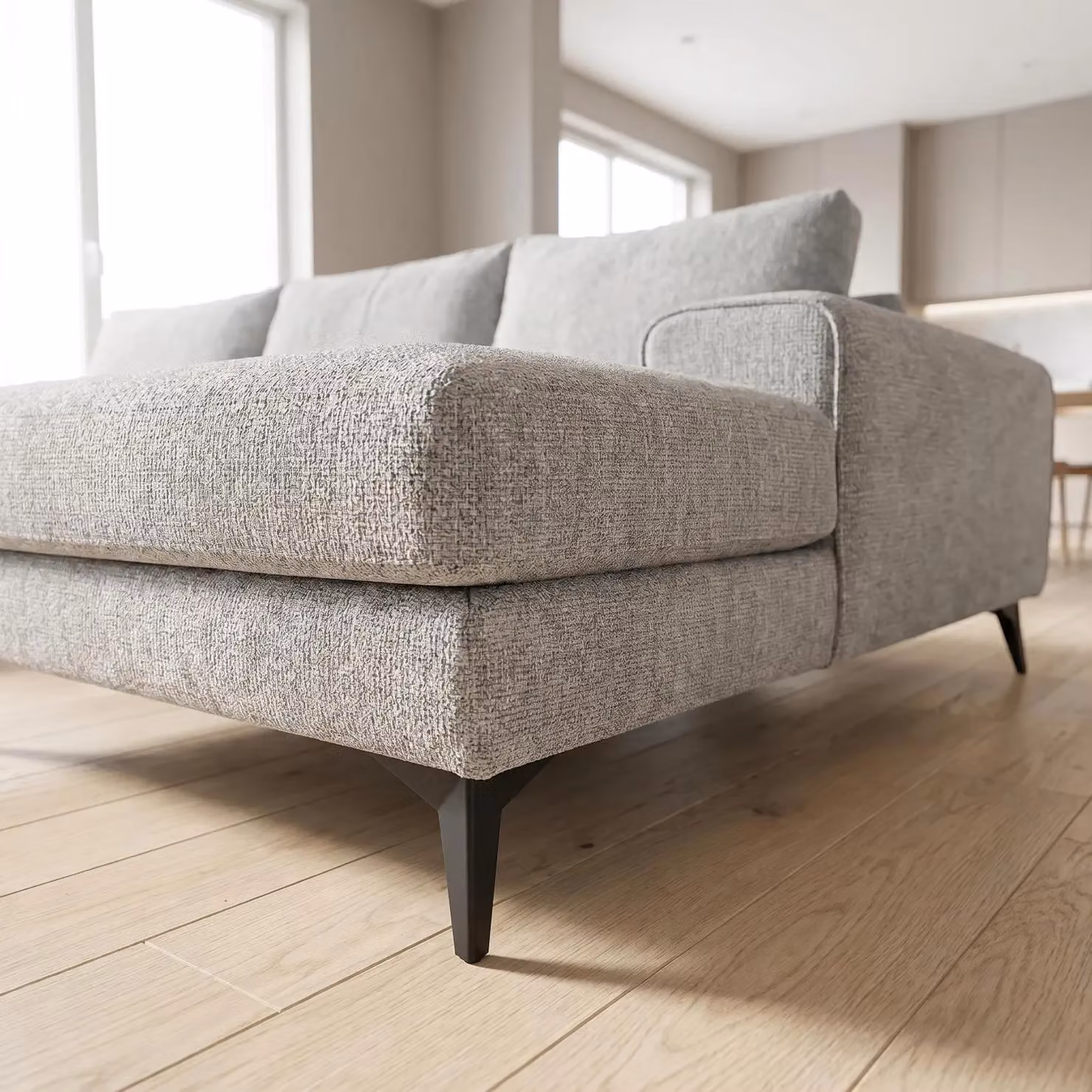 Abakus Direct Venice Right-Facing L-Shape Corner Sofa in Grey Fabric with Deep Seats and Scatter Cushions – 3