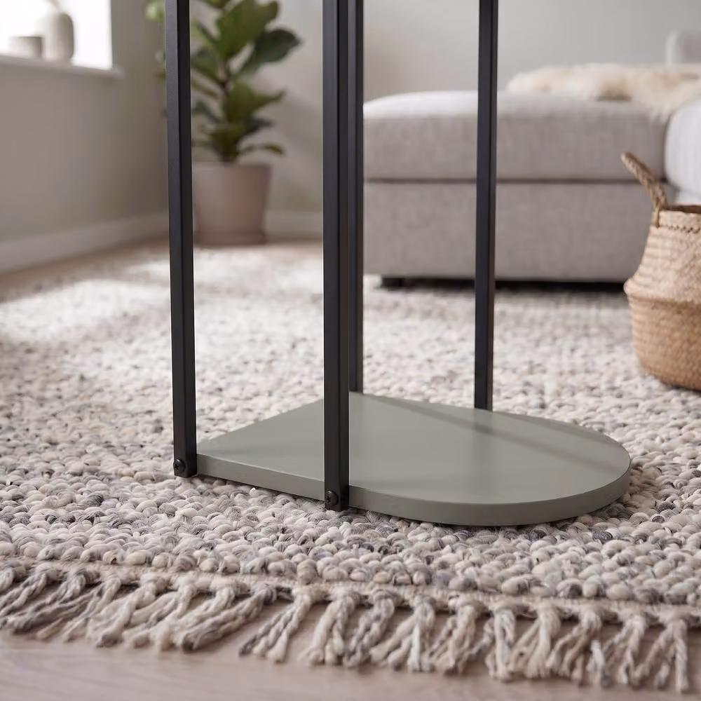 Decortie Roya Half-Round Side Table with Green Metal Frame and Composite Top, W/D/H: 56.0 x 32.0 x 41.5 cm – 3