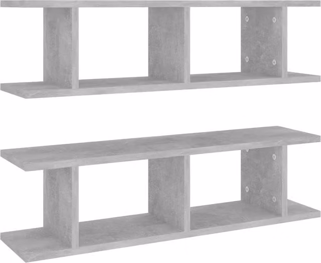 Berkfield Home Wall Mounted Cube Shelves in Concrete Grey, 2 Pack, W: 75 cm, D: 20 cm, H: 18 cm