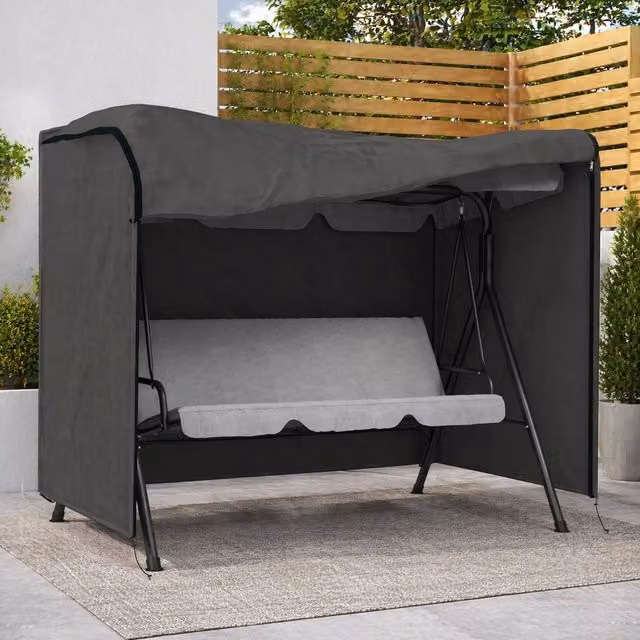 STILVORA Three-Seater Swing Chair Cover in Dark Grey Oxford Fabric, Water Repellent, 205 cm
