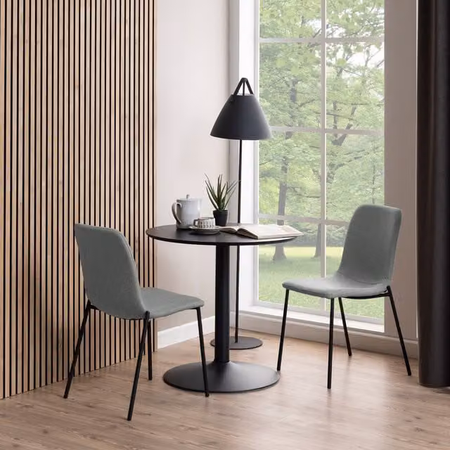 Furniture To Go Ibiza Small Round Café Table with Black Ash Top and Matt Black Base - Black