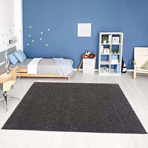 THE RUGS Plain Soft High Pile Shaggy Rug in Grey, W/D/H: 180 x 270 x 3 cm – 3