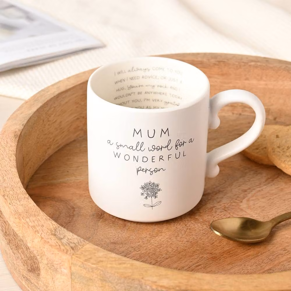 Moments Women's Floral Ceramic Mug with Mum Inside Words in White – 2