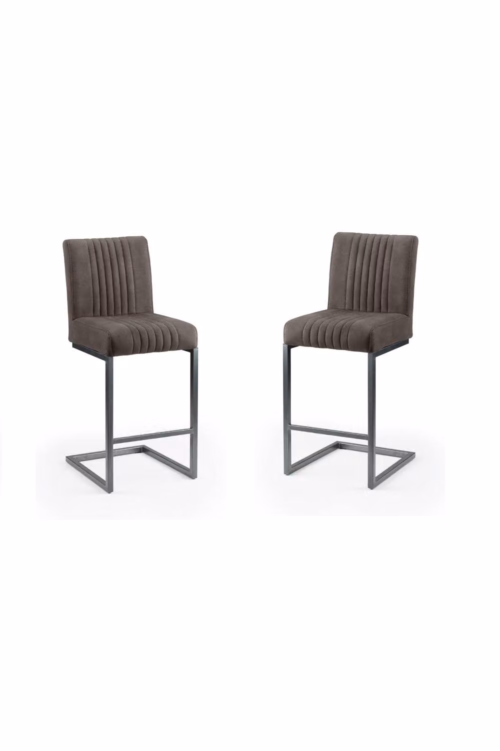 Julian Bowen Brooklyn Set of 2 Upholstered Microfibre Bar Stools in Grey with Metal Cantilever Base – 3