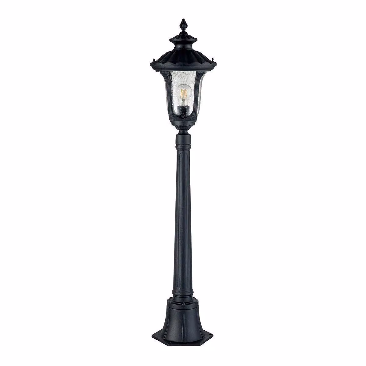 Netlighting Chicago Outdoor Bollard Lantern in Textured Black Aluminium and Glass, IP44 – 2