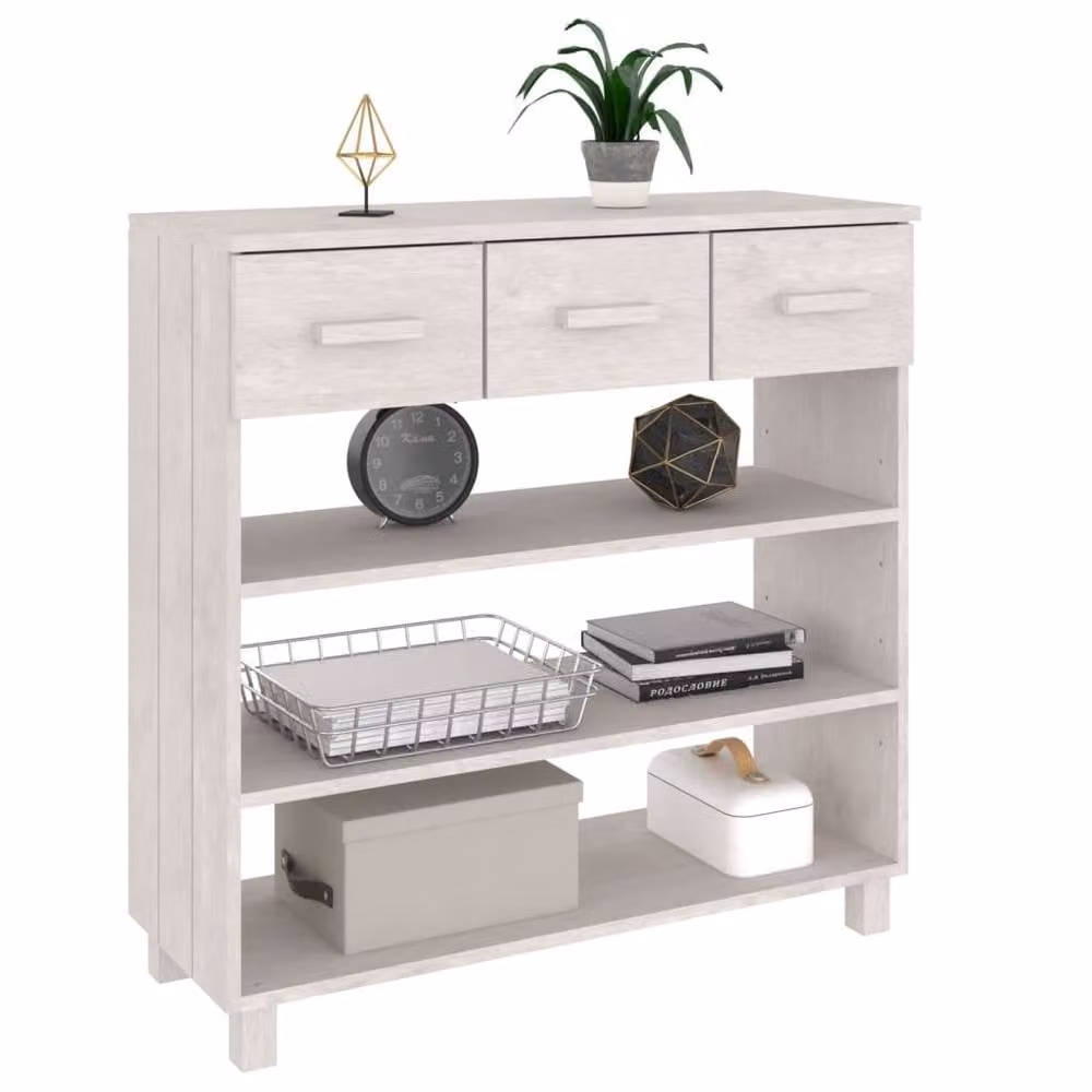 Berkfield Home HAMAR White Solid Wood Pine Console Table W/D/H: 90 x 35 x 90 cm – 3