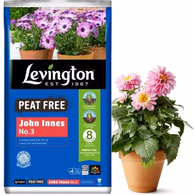 Levington 25L John Innes Compost No3 Peat Free Potting Soil, Brown