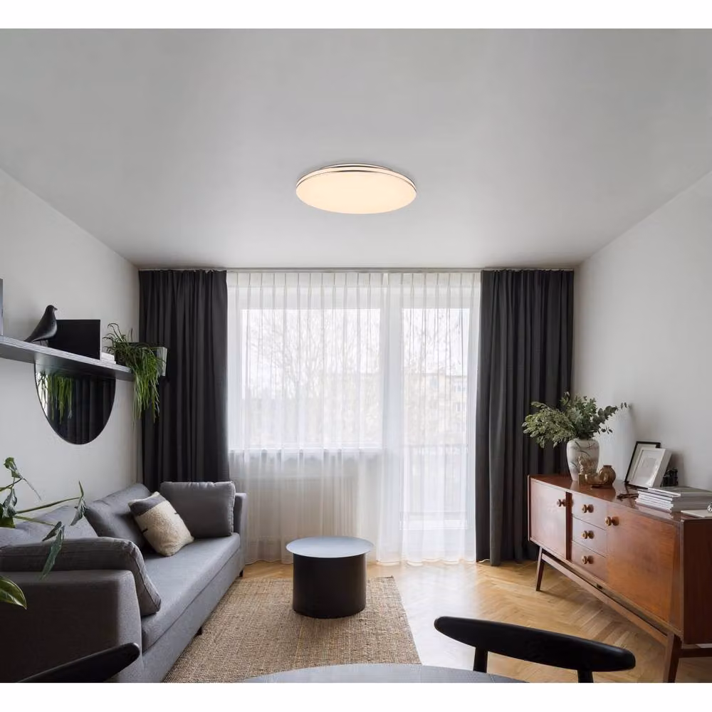 Netlighting Pierre Integrated LED Semi Flush Ceiling Light in White and Chrome with 3000K Warm White Light – 2
