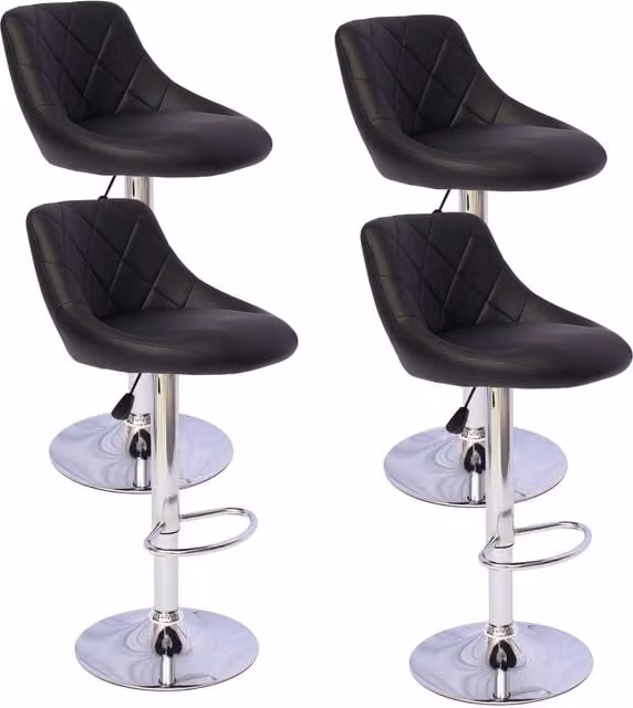 NOVECRAFTO Set of 4 Modern Black Velvet Swivel Bar Stools with Metal Base