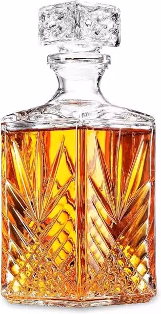 Bormioli Rocco Cut Glass Square Whisky Decanter with Lid, 1 l, Transparent – 1