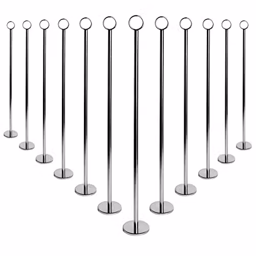 Argon Tableware Silver Stainless Steel Table Number Holders, Pack of 12, Height: 46 cm – 1