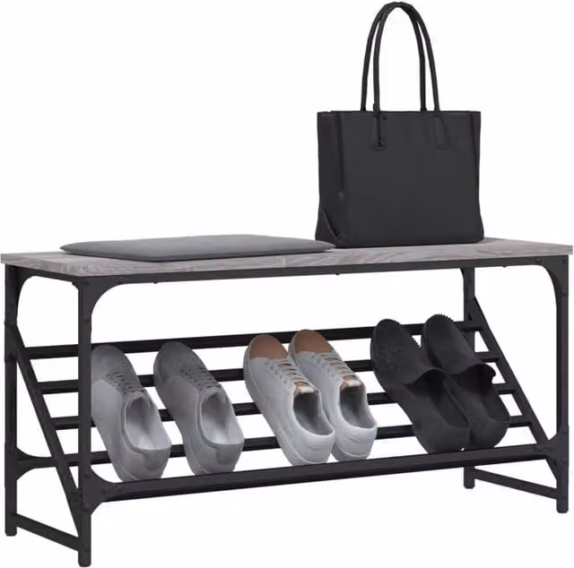Berkfield Home Grey Industrial Shoe Rack W/D/H: 90 x 30 x 45 cm – 1