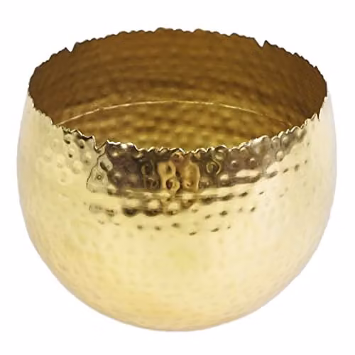 Botanik Premium Round Metal Tabletop Planter in Gold with Rustic Finish