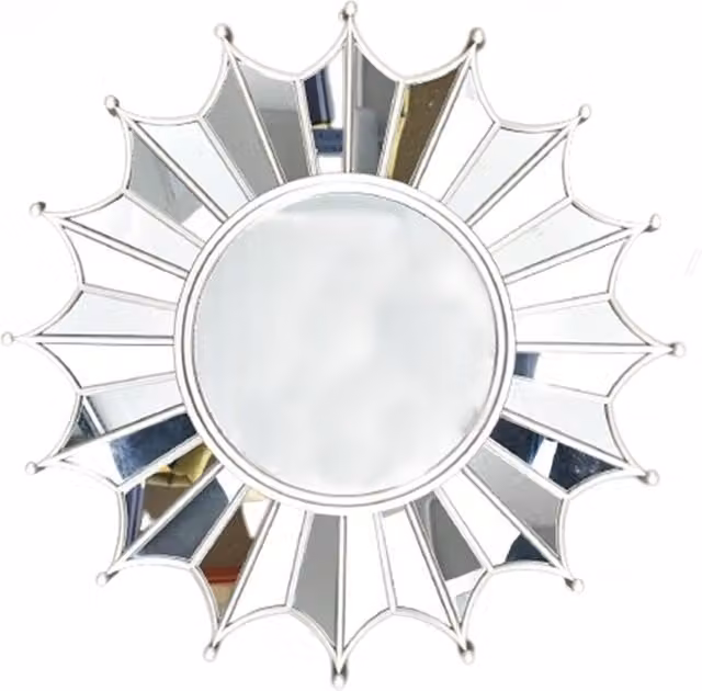 Biznest Round Umbrella Style Modern Glass Wall Mirror in Silver