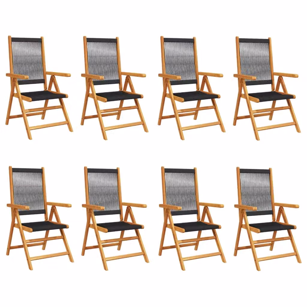 Berkfield Home Set of 8 Reclining Acacia Wood Garden Chairs in Black – 2