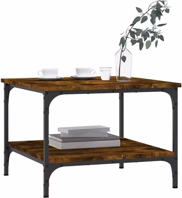 Berkfield Home Decorative Smoked Oak Coffee Table, Brown, W/D/H: 55 x 55 x 40 cm – 1