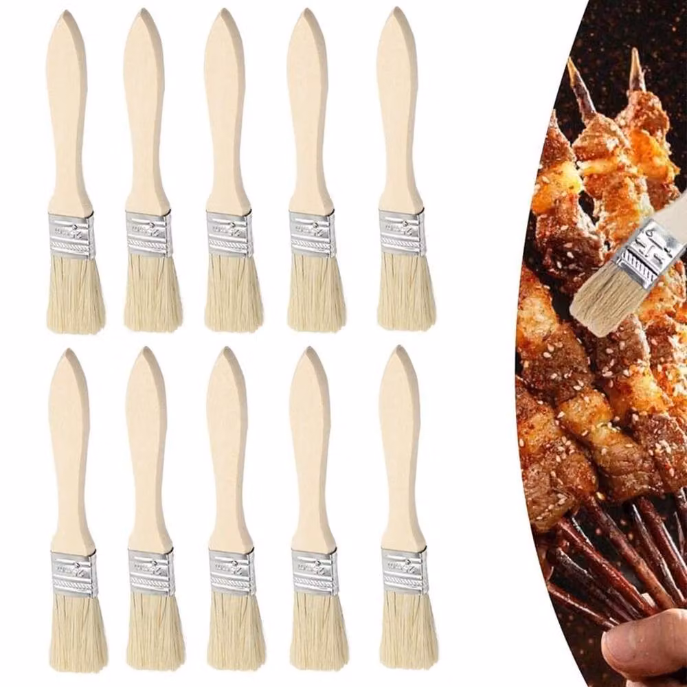FLAVORA 50 Pack Disposable Beige Wood Paint Brush Set for Water Based Paints – 3